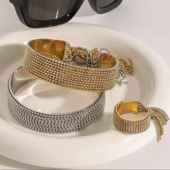 Fashion Temperament Long Fringed Bracelet 18k Gold Plated Waterproof Stainless Steel Bracelet for Women YF8232