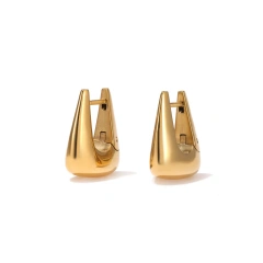 Minimalist Temperament Texture Square Earrings Water Drop Earrings 18K Gold Plated Waterproof Stainless Steel YF8233