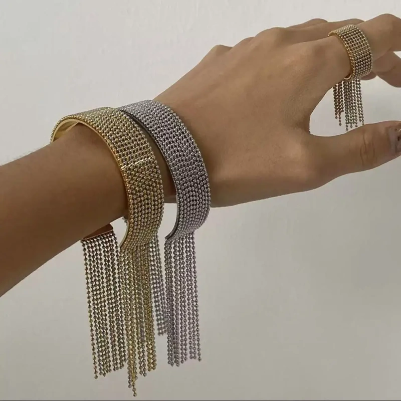 Fashion Temperament Long Fringed Bracelet 18k Gold Plated Waterproof Stainless Steel Bracelet for Women YF8232