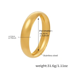 Fine Polished Spherical Widened Bracelet with Metallic Texture 18K Gold Plated Waterproof Stainless Steel YF8165