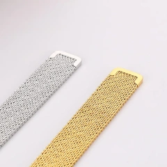 Hip Hop Style Personalized Zircon Cross Curved Mesh Strap Bracelet 18k Gold Plated Waterproof Stainless Steel Gift YF8122