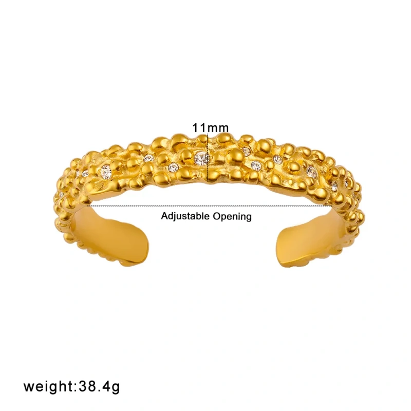 Exquisite Punk Bracelet 18k Stainless Steel Waterproof Crimped Textured Textured Open Bracelet for Couples YF8006