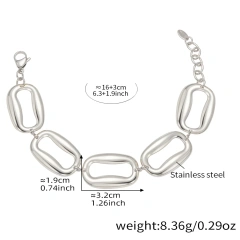 High Polished Stainless Steel Rectangular Necklace Bracelet Jewelry Set 18K Gold Plated Waterproof Stainless Steel YF8166