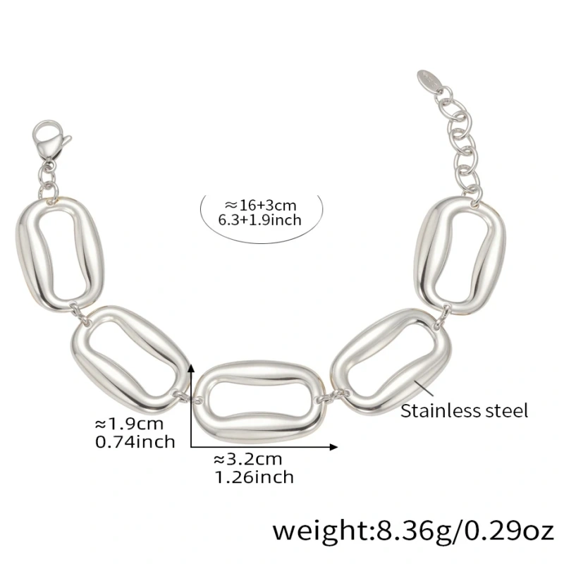 High Polished Stainless Steel Rectangular Necklace Bracelet Jewelry Set 18K Gold Plated Waterproof Stainless Steel YF8166