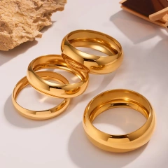 Fine Polished Spherical Widened Bracelet with Metallic Texture 18K Gold Plated Waterproof Stainless Steel YF8165