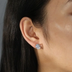 Temperament Oval Super Flash Zircon Stud Earrings 925 Sterling Silver Hypoallergenic Earrings for Gift YF8090