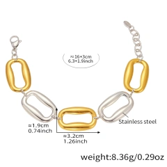 High Polished Stainless Steel Rectangular Necklace Bracelet Jewelry Set 18K Gold Plated Waterproof Stainless Steel YF8166