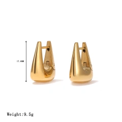 Minimalist Temperament Texture Square Earrings Water Drop Earrings 18K Gold Plated Waterproof Stainless Steel YF8233