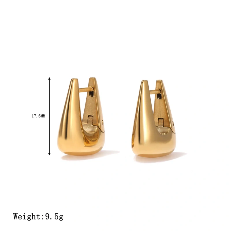 Minimalist Temperament Texture Square Earrings Water Drop Earrings 18K Gold Plated Waterproof Stainless Steel YF8233