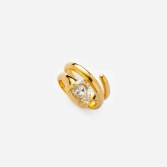 Trend Gold Round Zircon Rotating Ring 18k Gold Plated Waterproof Stainless Steel YF5224