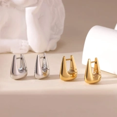 Minimalist Temperament Texture Square Earrings Water Drop Earrings 18K Gold Plated Waterproof Stainless Steel YF8233
