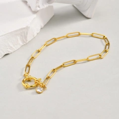 Beach Ankle Bracelet Rectangular Chain Bubble Buckle Anklet Gold 18K Gold Plated Waterproof Stainless Steel YF8148
