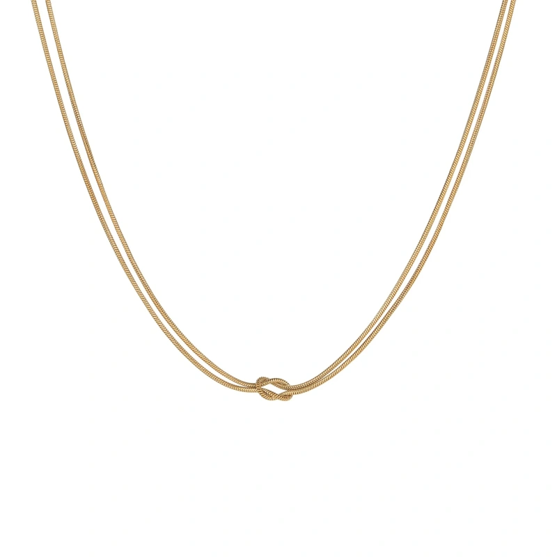 Ins Knotted Chain Necklace Bracelet Stud Earrings 18k Gold Plated Waterproof Stainless Steel Jewelry Set for Women YF8064