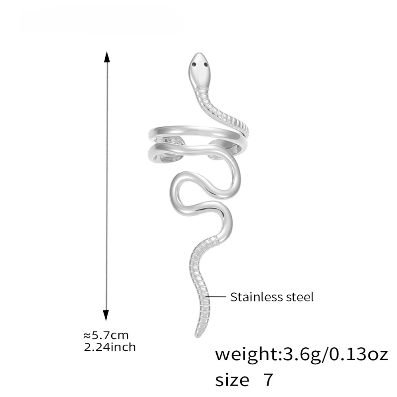 Distinctive Two Tone Snake Shape 18K Gold Plated Waterproof Stainless Steel Index Finger Ring for Party YF8009
