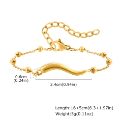 Retro Simple Versatile Stainless Steel Pepper Bracelet Gold 18K Gold Plated Waterproof Stainless Steel YF8150