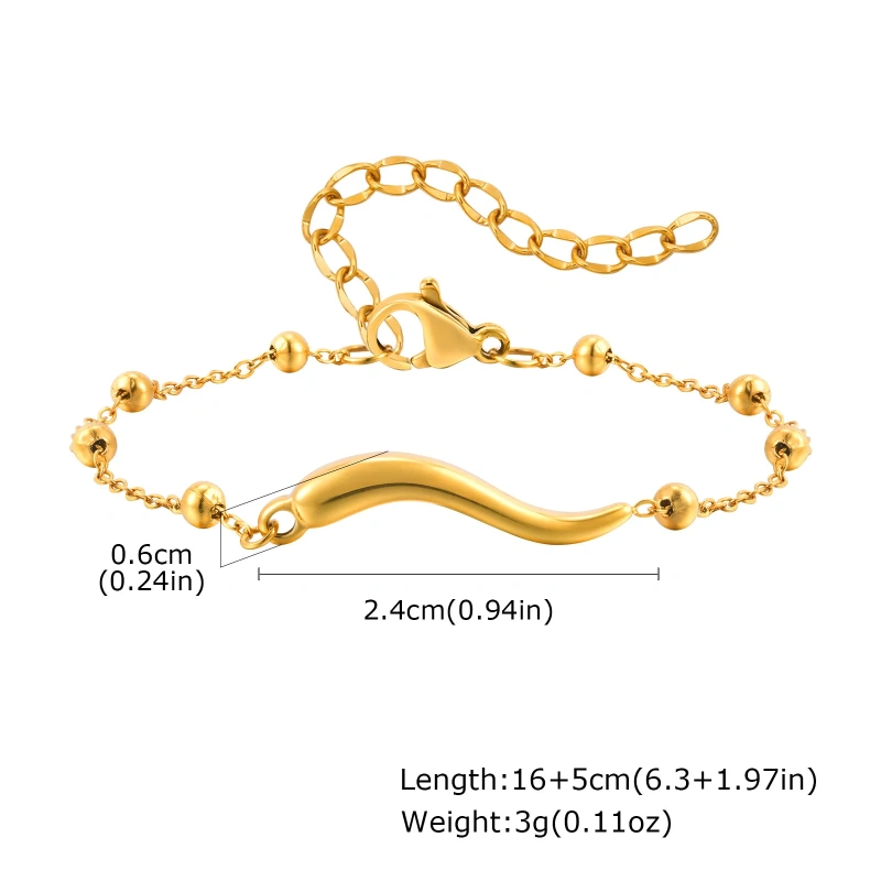 Retro Simple Versatile Stainless Steel Pepper Bracelet Gold 18K Gold Plated Waterproof Stainless Steel YF8150