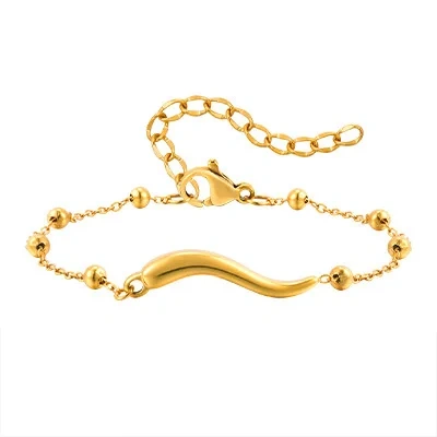Retro Simple Versatile Stainless Steel Pepper Bracelet Gold 18K Gold Plated Waterproof Stainless Steel YF8150