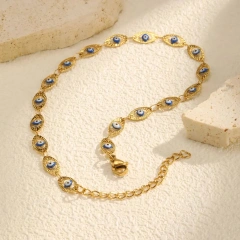 Vintage Anklets Embossed Devils Eye Anklets Gold 18K Gold Plated Waterproof Stainless Steel YF8139