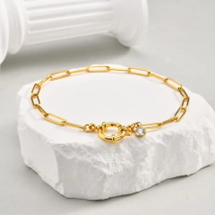 Beach Ankle Bracelet Rectangular Chain Bubble Buckle Anklet Gold 18K Gold Plated Waterproof Stainless Steel YF8148