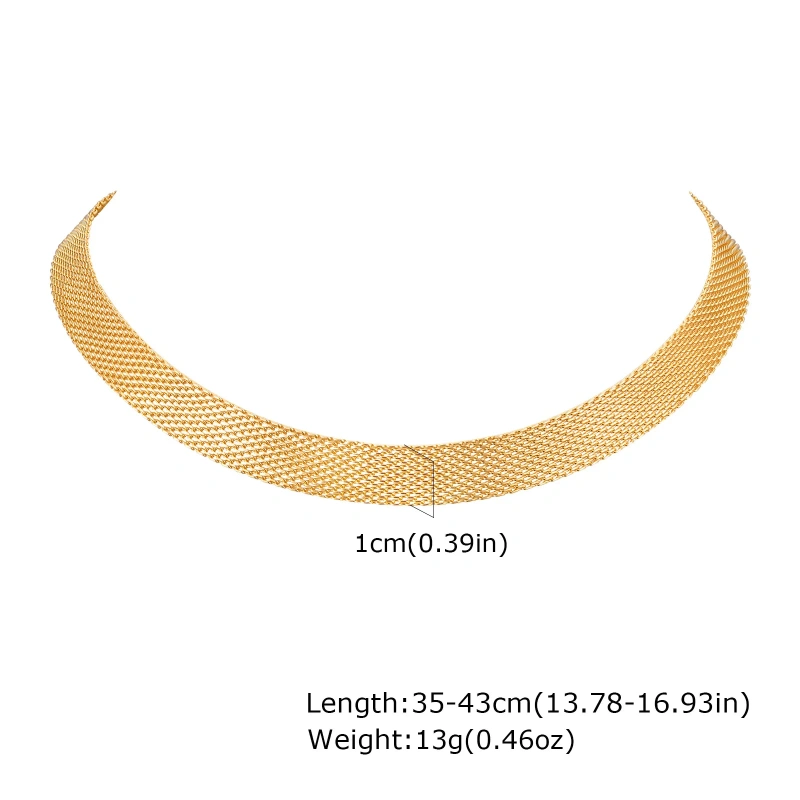 Stylish Versatile Stainless Steel Mesh Strap Necklace Gold Collarbone Chain 18K Gold Plated Waterproof Stainless Steel YF8160