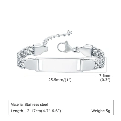Mesh Bracelet Blank Bend Plate Engraveable DIY Bracelet Kids Womens18k Gold Plated Waterproof Stainless Steel YF8129b