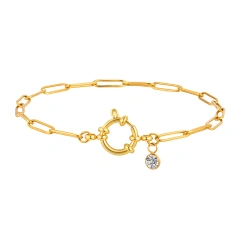 Beach Ankle Bracelet Rectangular Chain Bubble Buckle Anklet Gold 18K Gold Plated Waterproof Stainless Steel YF8148