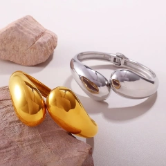 Metallic Glossy Water Drop Titanium Steel Bracelet Womens Open Bracelet 18K Gold Plated Waterproof Stainless Steel YF8114