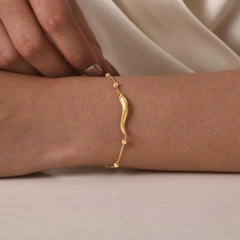 Retro Simple Versatile Stainless Steel Pepper Bracelet Gold 18K Gold Plated Waterproof Stainless Steel YF8150