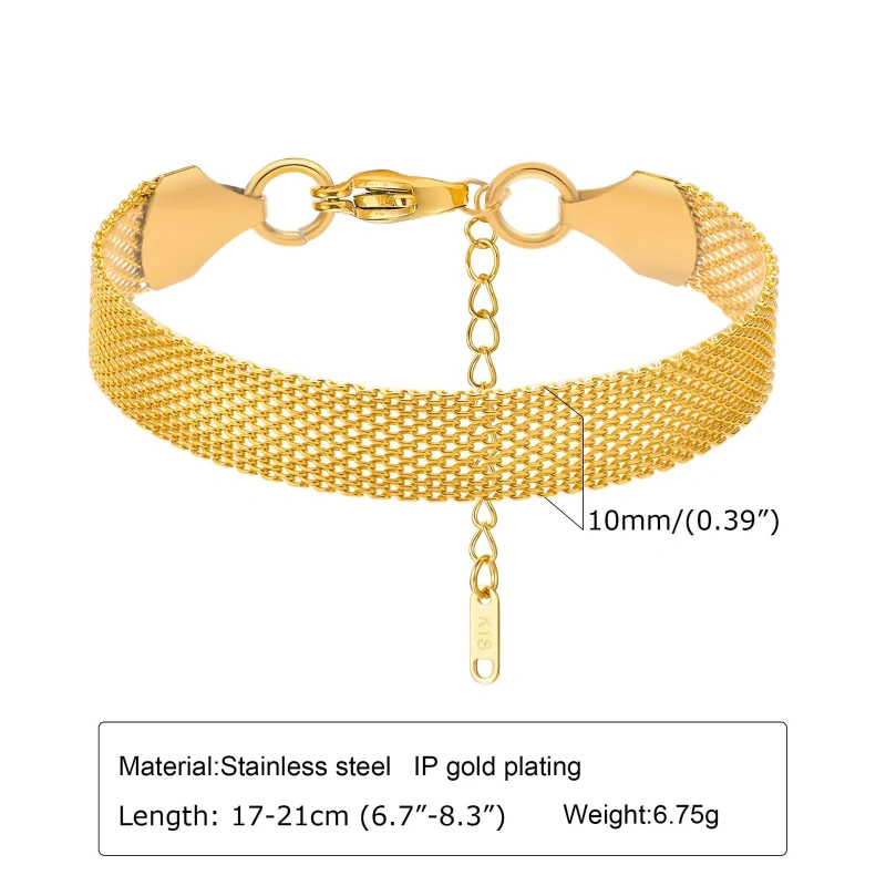 Stylish Versatile Stainless Steel Mesh Strap Necklace Gold Collarbone Chain 18K Gold Plated Waterproof Stainless Steel YF8160