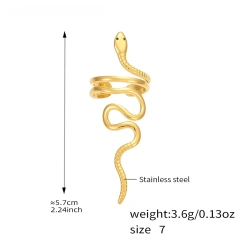 Distinctive Two Tone Snake Shape 18K Gold Plated Waterproof Stainless Steel Index Finger Ring for Party YF8009