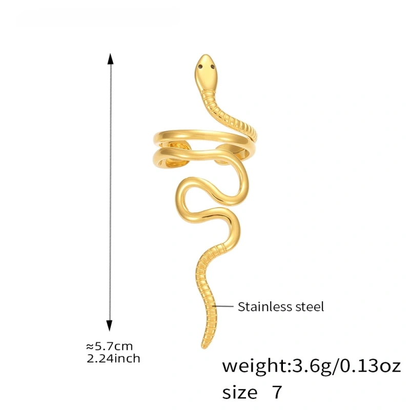 Distinctive Two Tone Snake Shape 18K Gold Plated Waterproof Stainless Steel Index Finger Ring for Party YF8009