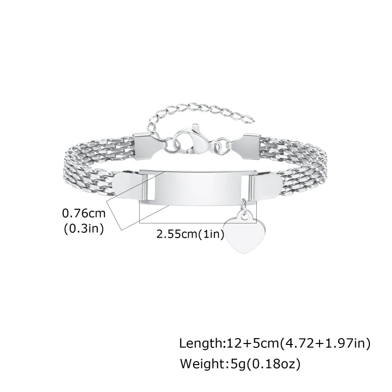 Mesh Bracelet Blank Bend Plate Engraveable DIY Bracelet Kids Womens18k Gold Plated Waterproof Stainless Steel YF8129b