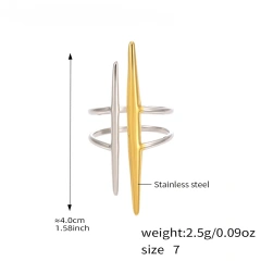 Distinctive Two Tone Snake Shape 18K Gold Plated Waterproof Stainless Steel Index Finger Ring for Party YF8009