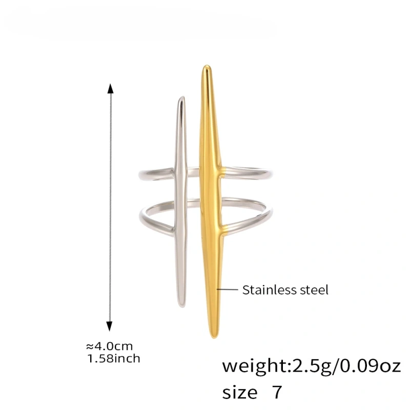 Distinctive Two Tone Snake Shape 18K Gold Plated Waterproof Stainless Steel Index Finger Ring for Party YF8009