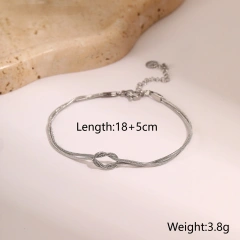 Ins Knotted Chain Necklace Bracelet Stud Earrings 18k Gold Plated Waterproof Stainless Steel Jewelry Set for Women YF8064