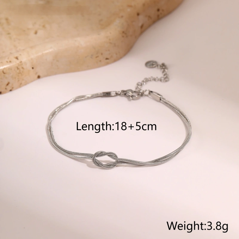 Ins Knotted Chain Necklace Bracelet Stud Earrings 18k Gold Plated Waterproof Stainless Steel Jewelry Set for Women YF8064