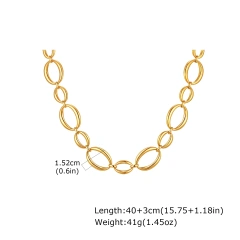 Simple Large Chain Geometric Bracelet Necklace 18k Gold Plated Waterproof Stainless Steel Jewelry Set Gift YF8125