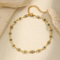 Vintage Anklets Embossed Devils Eye Anklets Gold 18K Gold Plated Waterproof Stainless Steel YF8139