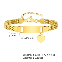 Mesh Bracelet Blank Bend Plate Engraveable DIY Bracelet Kids Womens18k Gold Plated Waterproof Stainless Steel YF8129b