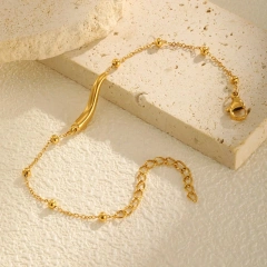 Retro Simple Versatile Stainless Steel Pepper Bracelet Gold 18K Gold Plated Waterproof Stainless Steel YF8150