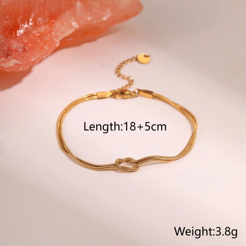 Ins Knotted Chain Necklace Bracelet Stud Earrings 18k Gold Plated Waterproof Stainless Steel Jewelry Set for Women YF8064