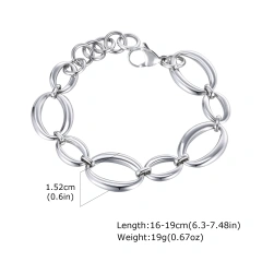 Simple Large Chain Geometric Bracelet Necklace 18k Gold Plated Waterproof Stainless Steel Jewelry Set Gift YF8125