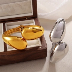 Metallic Glossy Water Drop Titanium Steel Bracelet Womens Open Bracelet 18K Gold Plated Waterproof Stainless Steel YF8114