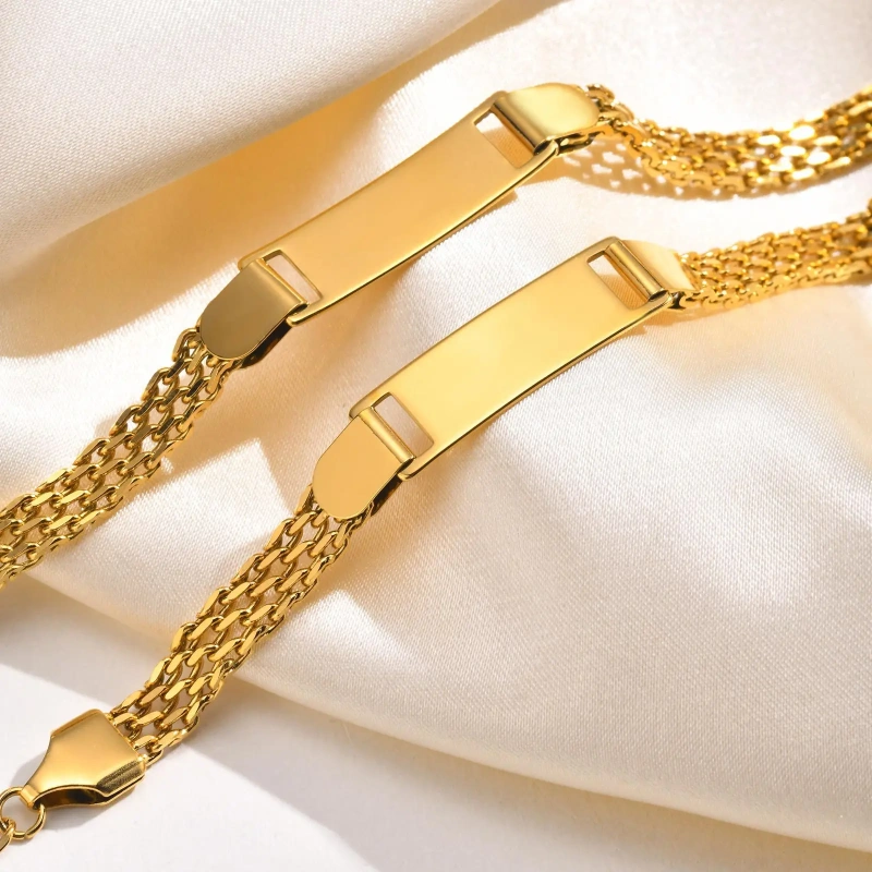 Mesh Bracelet Blank Bend Plate Engraveable DIY Bracelet Kids Womens18k Gold Plated Waterproof Stainless Steel YF8129b