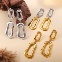 Niche Premium Geometric Irregular Ring Earrings 18K Gold Plated Waterproof Stainless Steel YF8170