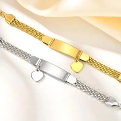 Mesh Bracelet Blank Bend Plate Engraveable DIY Bracelet Kids Womens18k Gold Plated Waterproof Stainless Steel YF8129b