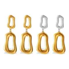 Niche Premium Geometric Irregular Ring Earrings 18K Gold Plated Waterproof Stainless Steel YF8170