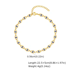 Vintage Anklets Embossed Devils Eye Anklets Gold 18K Gold Plated Waterproof Stainless Steel YF8139