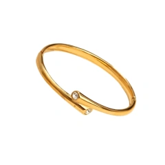 Minimalist Zircon Glossy Bracelet 18K Gold Plated Waterproof Stainless Steel Bracelet for Couples YF8084