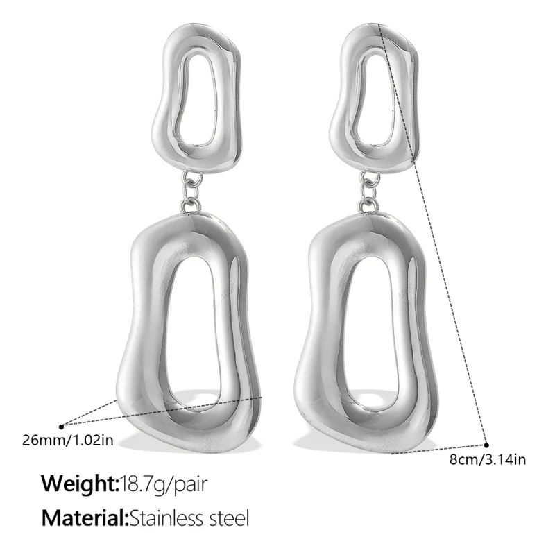 Exaggerated Irregular Geometric Necklace Bracelet Earrings 18k Gold Plated Waterproof Stainless Steel Jewelry Set Gift YF8117